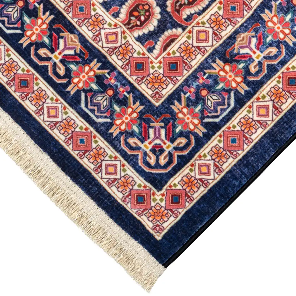 فرش ماشینی سنتی طرح 25cs0180 سرمه‌ای 1000 شانه